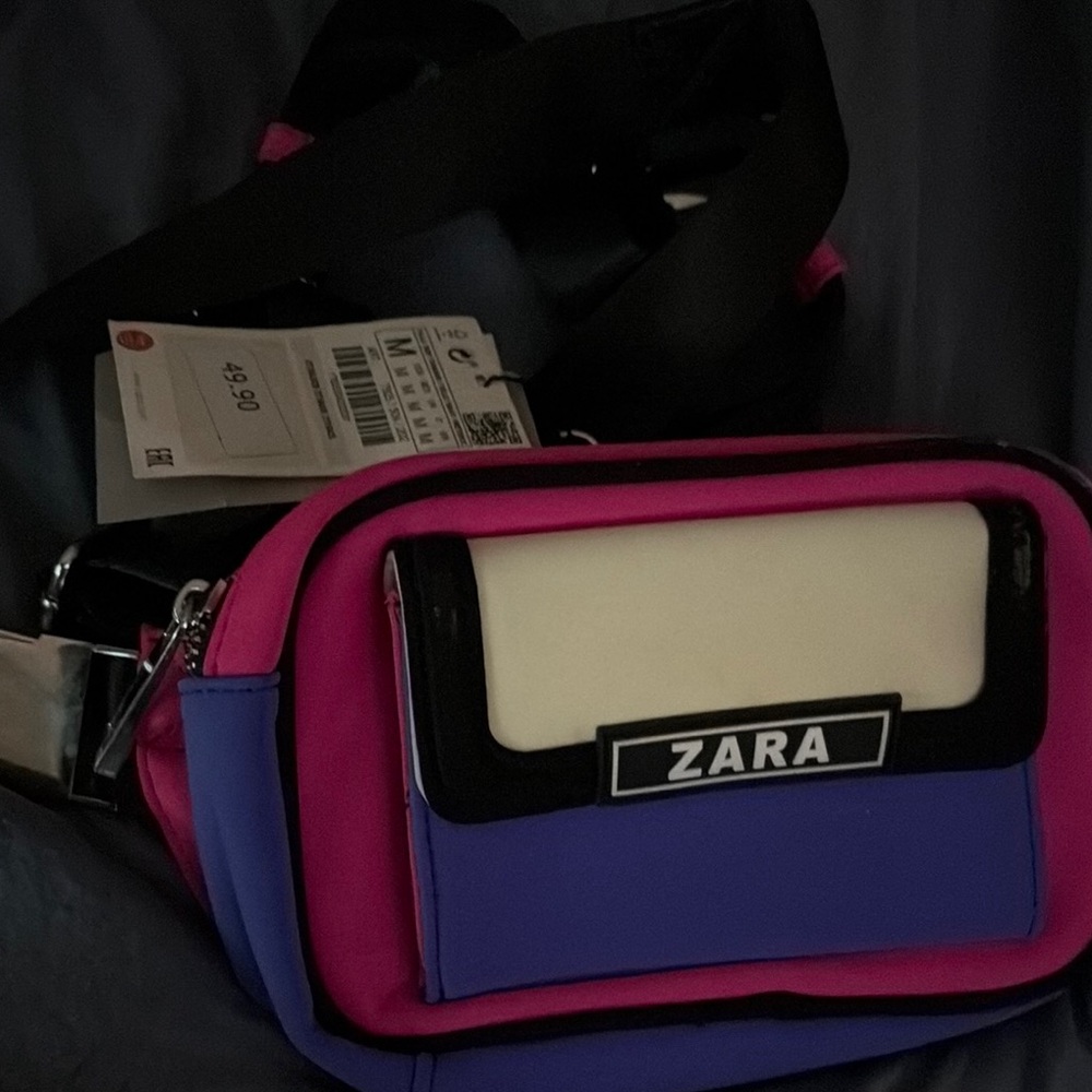 Zara Pink and Blue Crossbody Bag